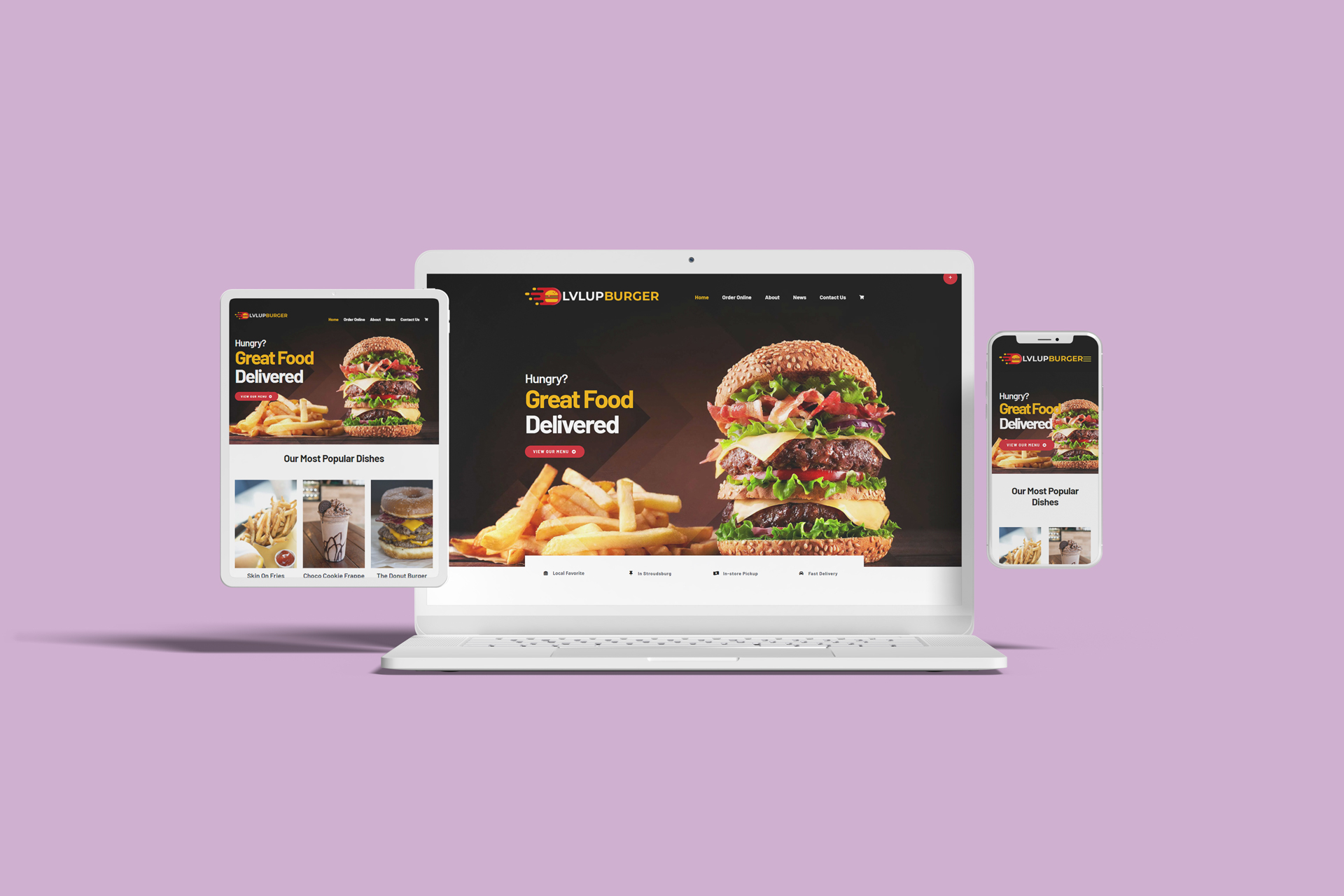 Mockup Restaurant Website LVL UP Burger - LVL UP Marketing